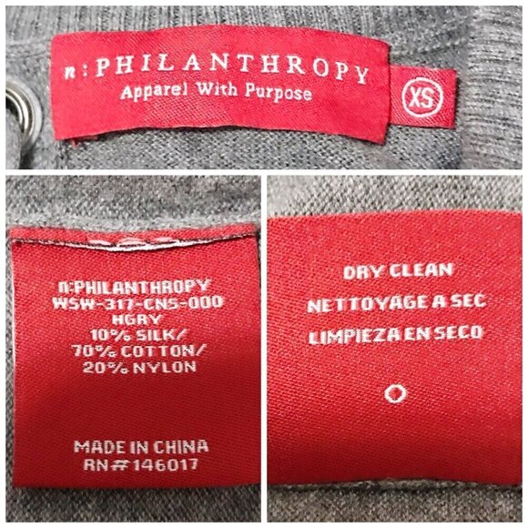 n:PHILANTHROPY Graves Lace Back Sweater, Size XS, Gray - Picture 5 of 13